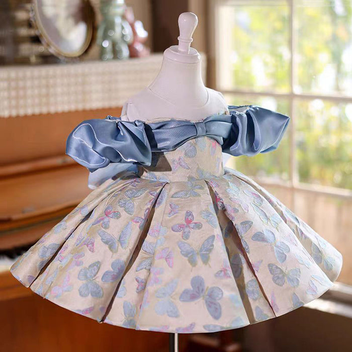 Cute Off-Shoulder Designed Flower Girl Dress With Butterfly Pattern J719