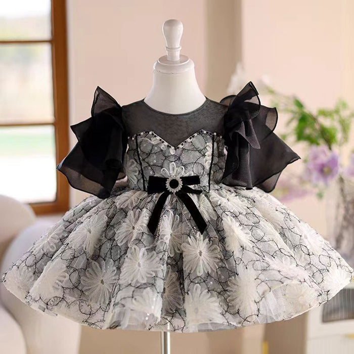 Dreamy Charming Scoop Applique Tulle Girl Dress With Bow J495