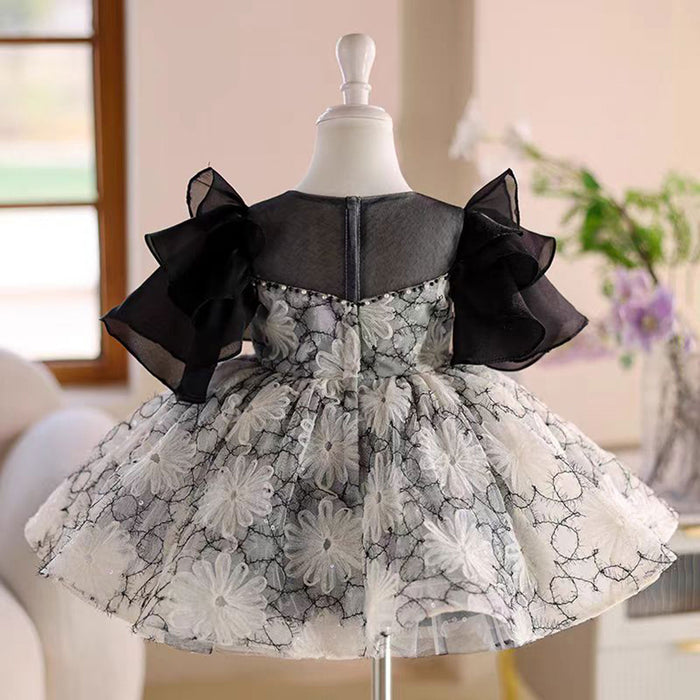 Dreamy Charming Scoop Applique Tulle Girl Dress With Bow J495