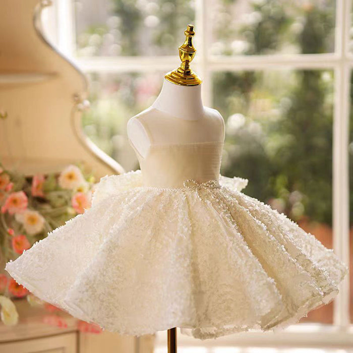 Dreamy Elegant Sleeveless Scoop Neck Princess Girl Dress With Bow J789