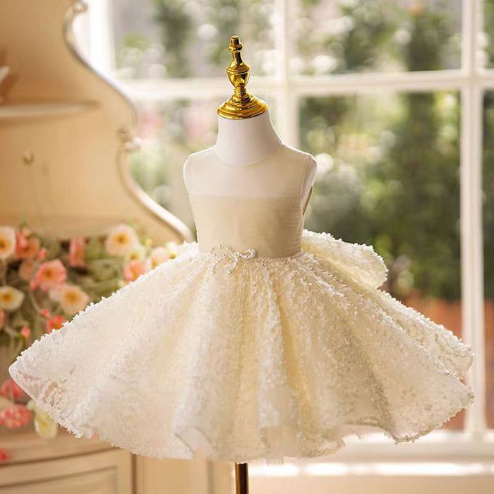 Dreamy Elegant Sleeveless Scoop Neck Princess Girl Dress With Bow J789