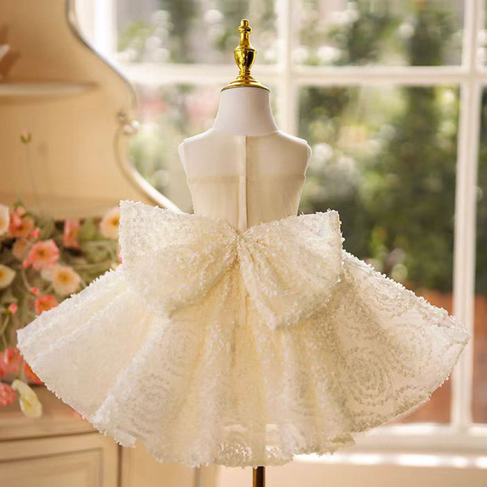 Dreamy Elegant Sleeveless Scoop Neck Princess Girl Dress With Bow J789