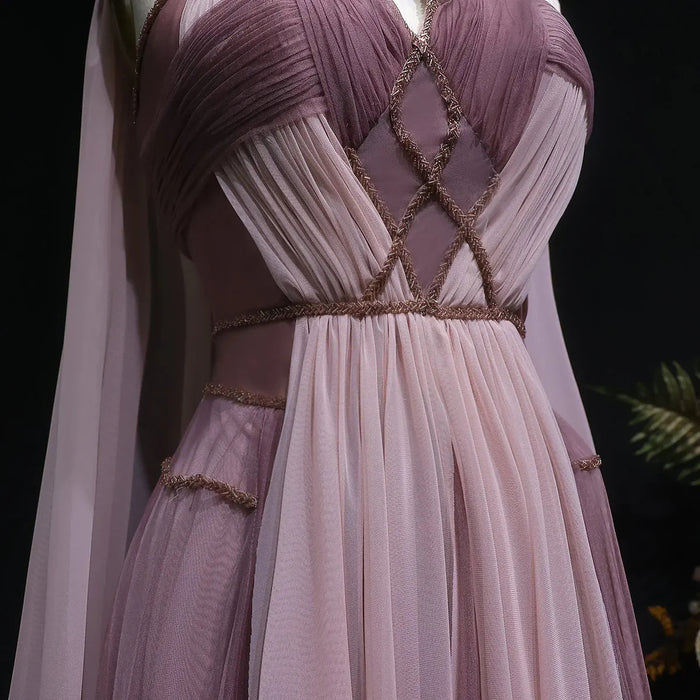 Dreamy Ombre Pink Evening Gown with Flowing Cape SS309-DreamyVow