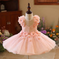 Dreamy Pink Flower Girl Dress Knee Length Toddler 1st Birthday Party J417