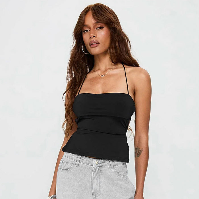 Effortless Back-Tie Tank Top - Black