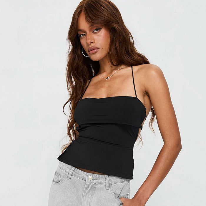 Effortless Back-Tie Tank Top - Black