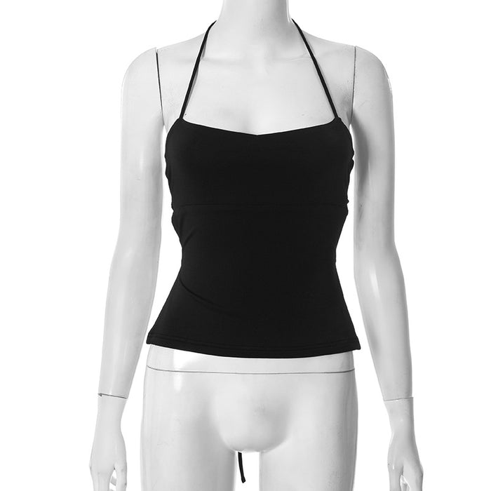 Effortless Back-Tie Tank Top - Black