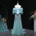 Elegant Aqua Strapless Evening Dress with Crystal Beading SS501-DreamyVow
