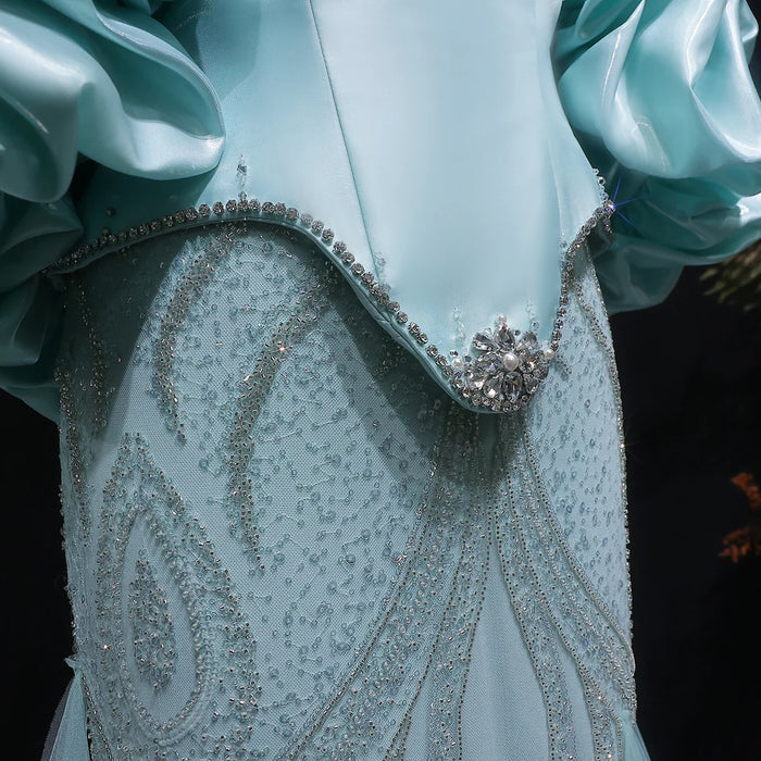 Elegant Aqua Strapless Evening Dress with Crystal Beading SS501-DreamyVow