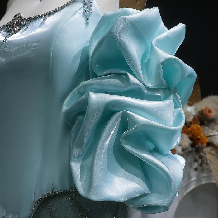 Elegant Aqua Strapless Evening Dress with Crystal Beading SS501-DreamyVow