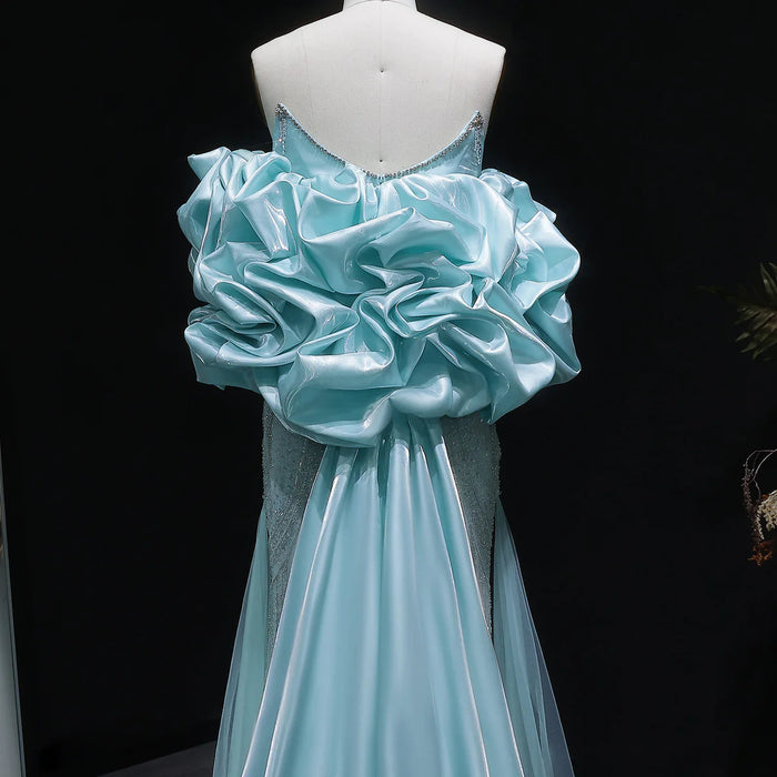 Elegant Aqua Strapless Evening Dress with Crystal Beading SS501-DreamyVow