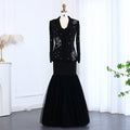 Elegant Black Rhinestone Evening Dress with Jacket SS561