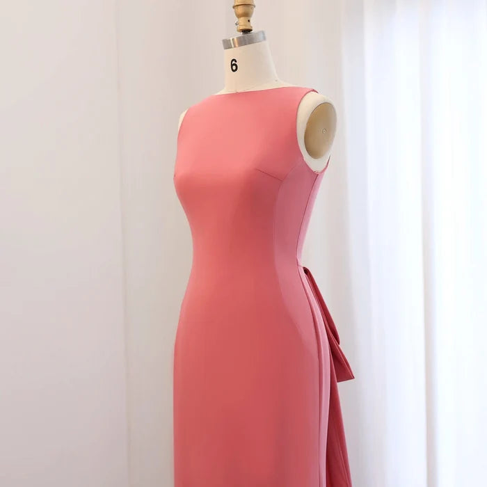 Elegant Coral Pink Scalloped Arabic Evening Dress SS471