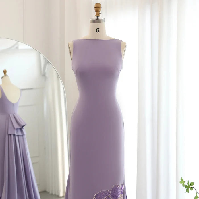 Elegant Coral Pink Scalloped Arabic Evening Dress SS471