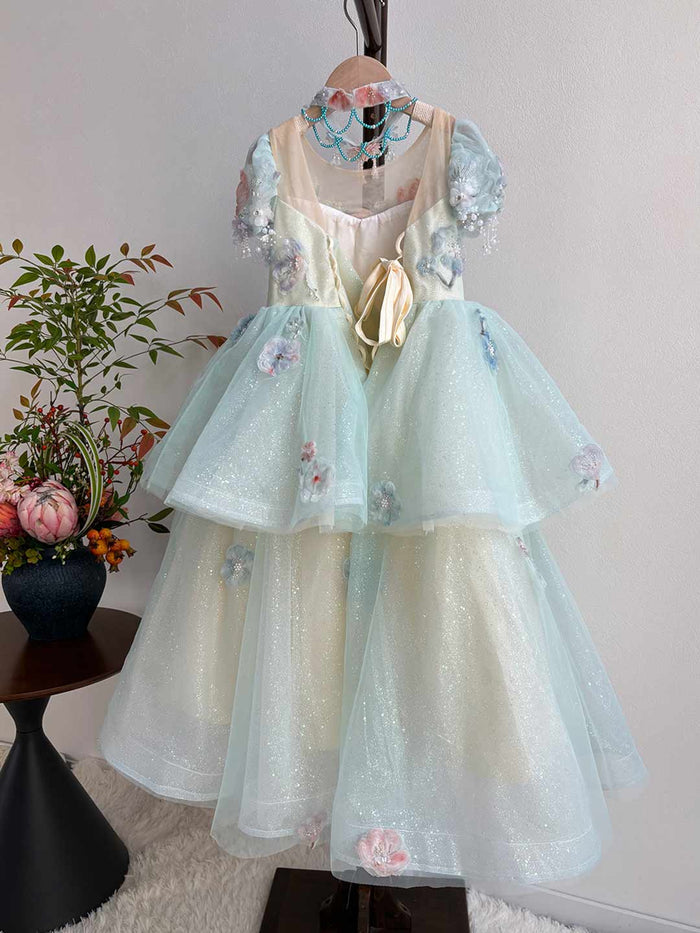 Elegant Crystal Beaded Girl Party Dress Princess Birthday J604