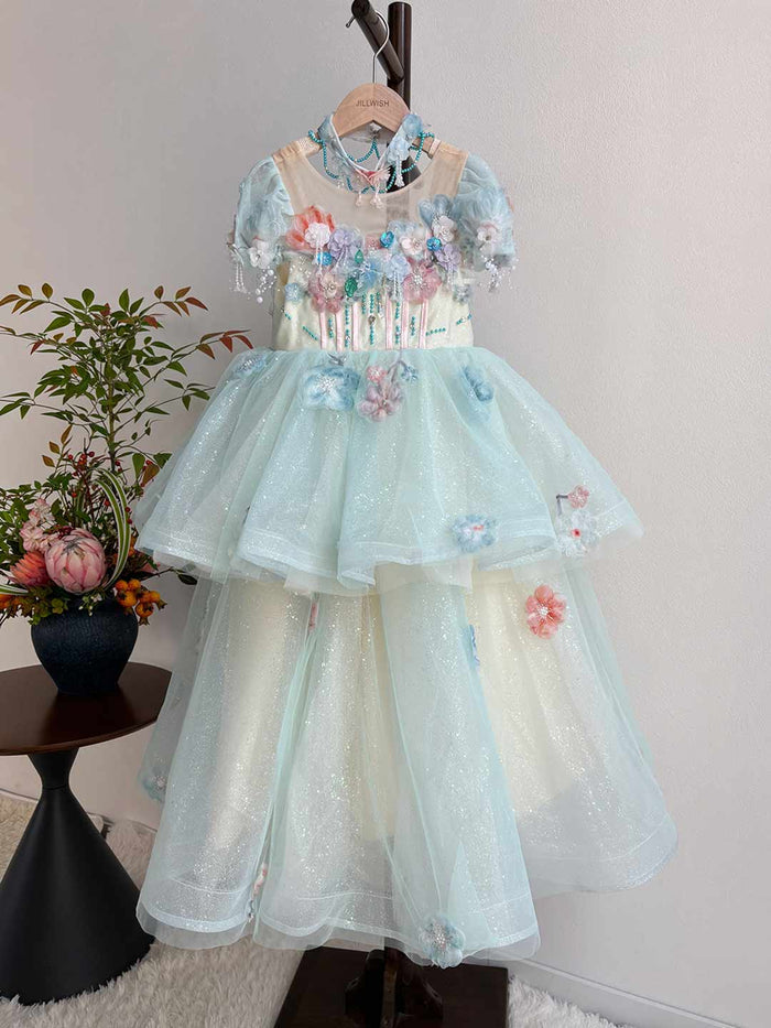 Elegant Crystal Beaded Girl Party Dress Princess Birthday J604