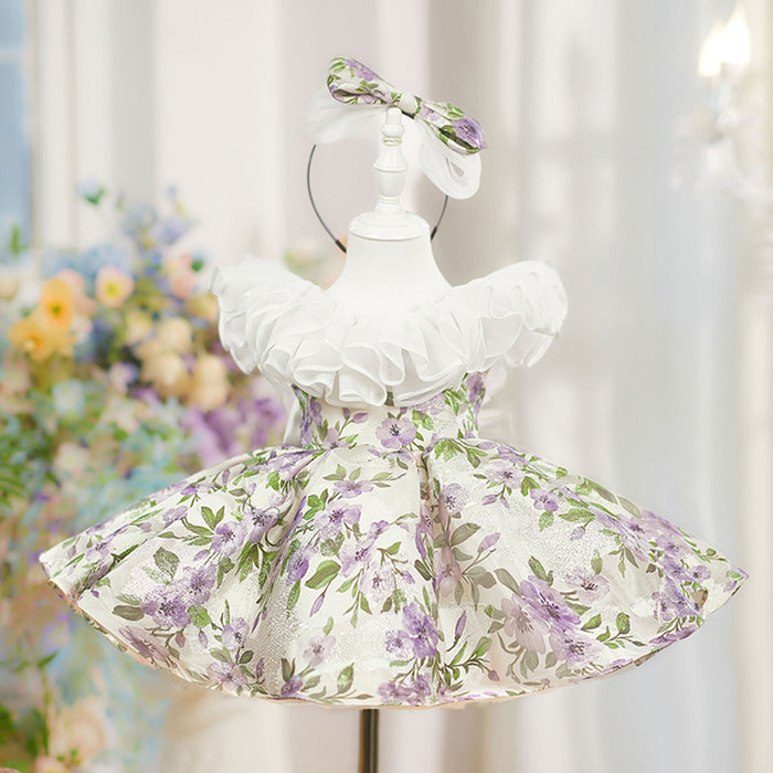 Elegant Lilac Flower Girl Dress for Princess Birthday Party D227