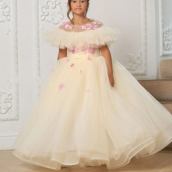 Elegant Lilac Tulle Girl Bridesmaides Dress Princess Arab J172