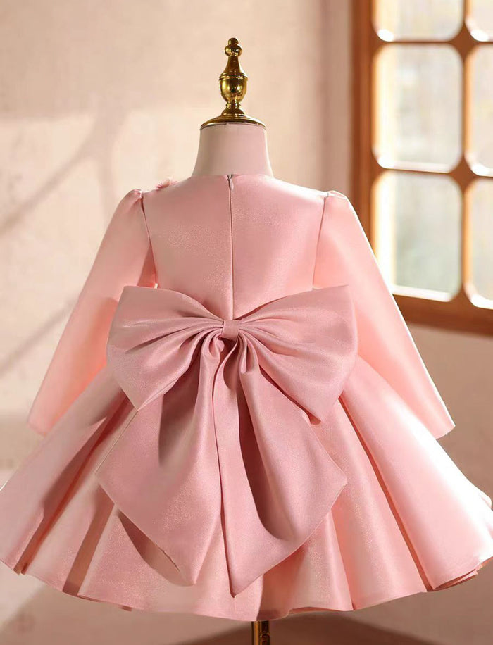 Elegant Long Sleeve Floral Birthday Party Dress for Girls D219