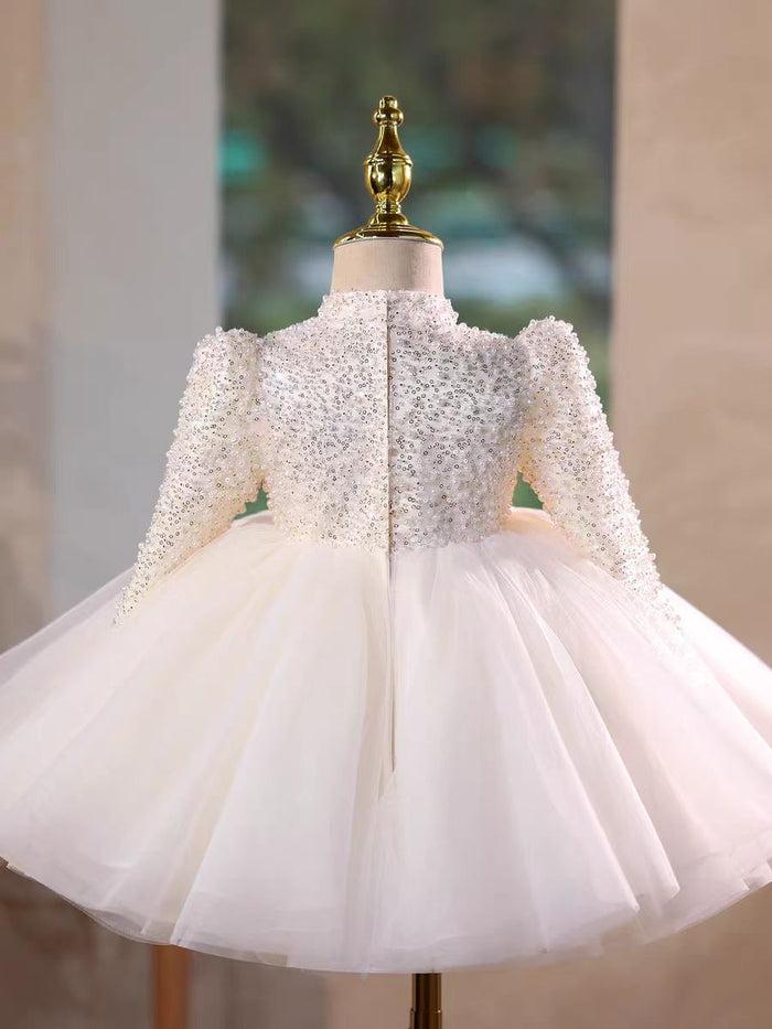 Elegant Pearl Princess Girl Dress for Birthday Party J716