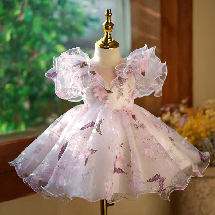 Elegant Pink Colorful 1st Birthday Girl Dress J218