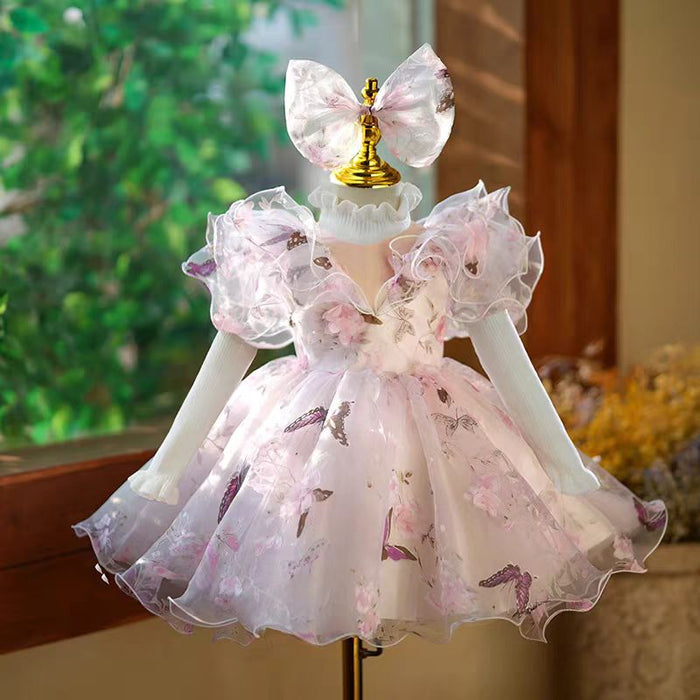 Elegant Pink Colorful 1st Birthday Girl Dress J218