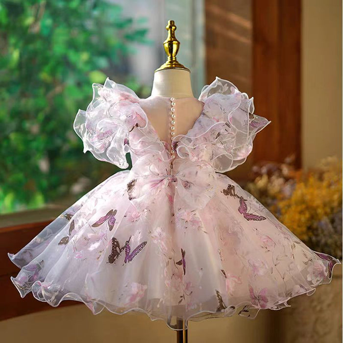 Elegant Pink Colorful 1st Birthday Girl Dress J218