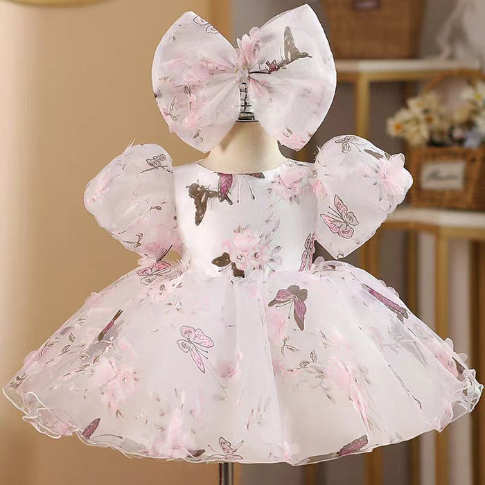 Elegant Pink Colorful 1st Birthday Girl Dress J218