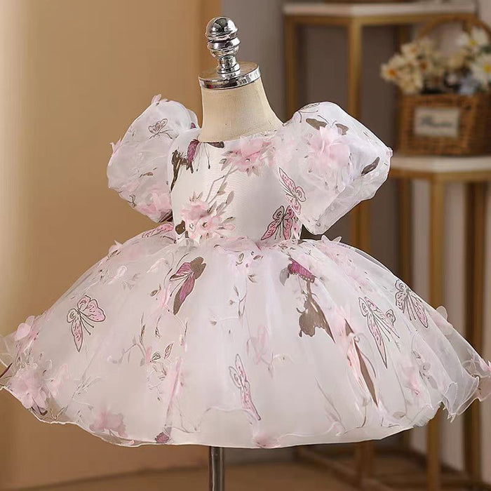 Elegant Pink Colorful 1st Birthday Girl Dress J218