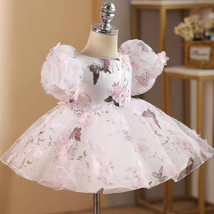 Elegant Pink Colorful 1st Birthday Girl Dress J218