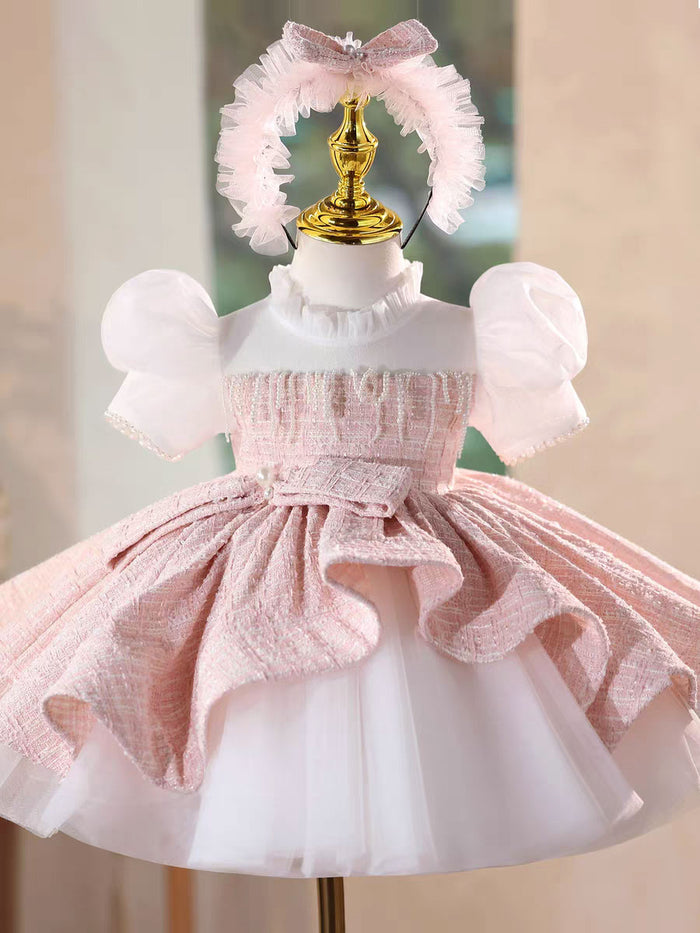 Elegant Pink Knee Length Flower Girl Dress Birthday Party J514