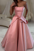 Elegant Strapless Scoop Neck Ruched Long Prom Evening Dress
