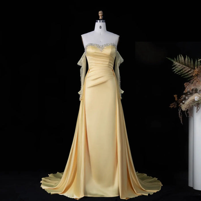 Elegant Sweetheart Yellow Satin Evening Dress SS586