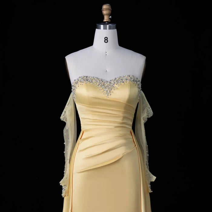 Elegant Sweetheart Yellow Satin Evening Dress SS586