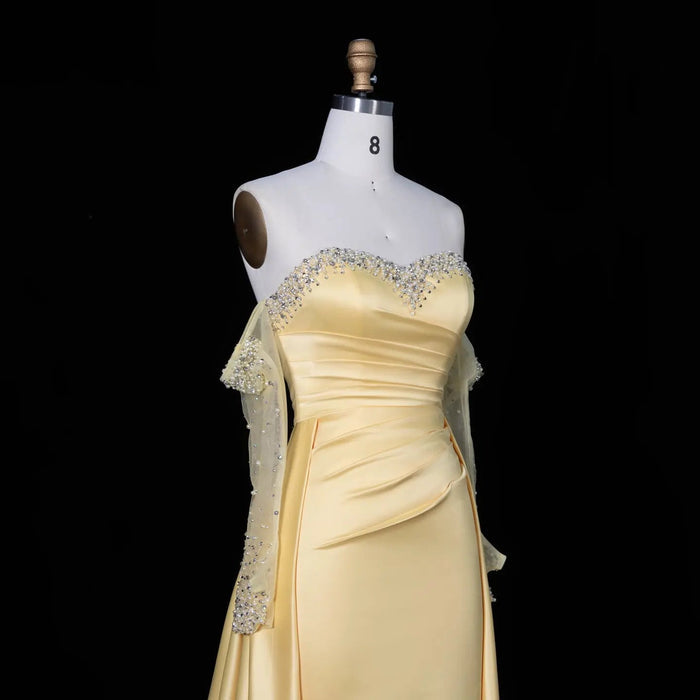 Elegant Sweetheart Yellow Satin Evening Dress SS586