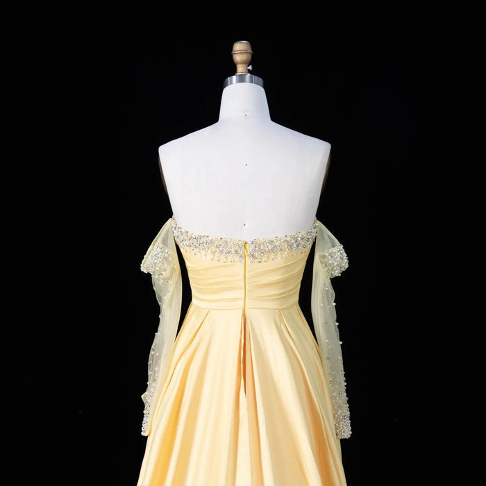 Elegant Sweetheart Yellow Satin Evening Dress SS586