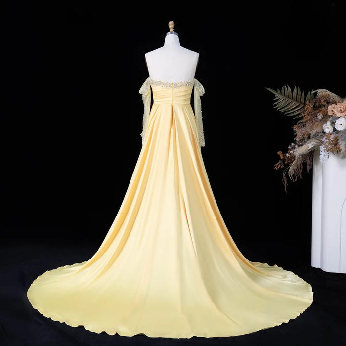 Elegant Sweetheart Yellow Satin Evening Dress SS586