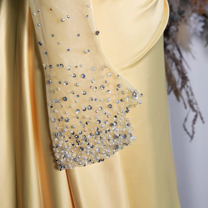 Elegant Sweetheart Yellow Satin Evening Dress SS586