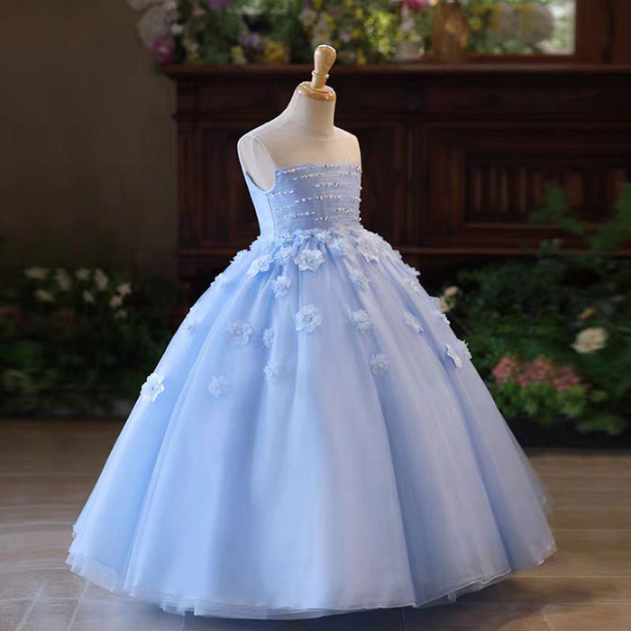 Elegant Tube Design Applique Beading Flower Girl Dress Sleeveless J802