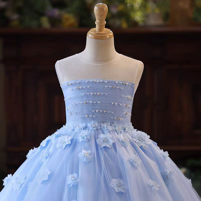 Elegant Tube Design Applique Beading Flower Girl Dress Sleeveless J802