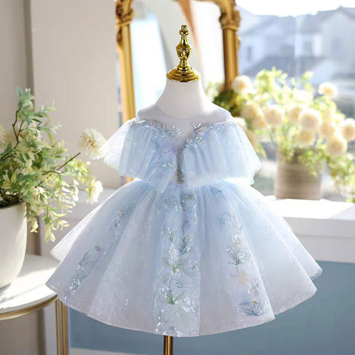 Elegant Tulle Girl Dress Sleeveless Toddler Kids 1st Birthday Gown J472