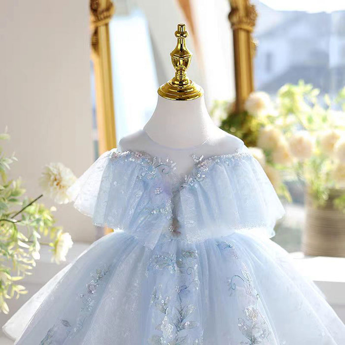 Elegant Tulle Girl Dress Sleeveless Toddler Kids 1st Birthday Gown J472