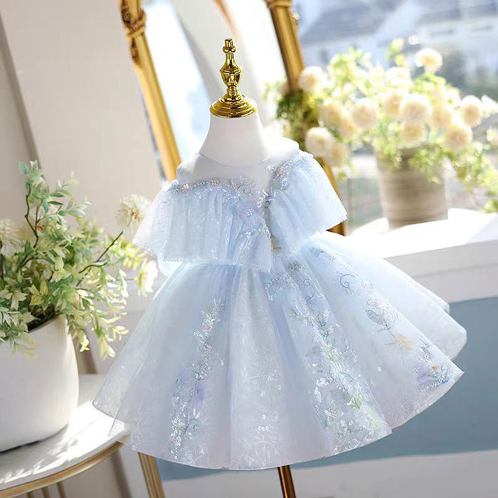 Elegant Tulle Girl Dress Sleeveless Toddler Kids 1st Birthday Gown J472