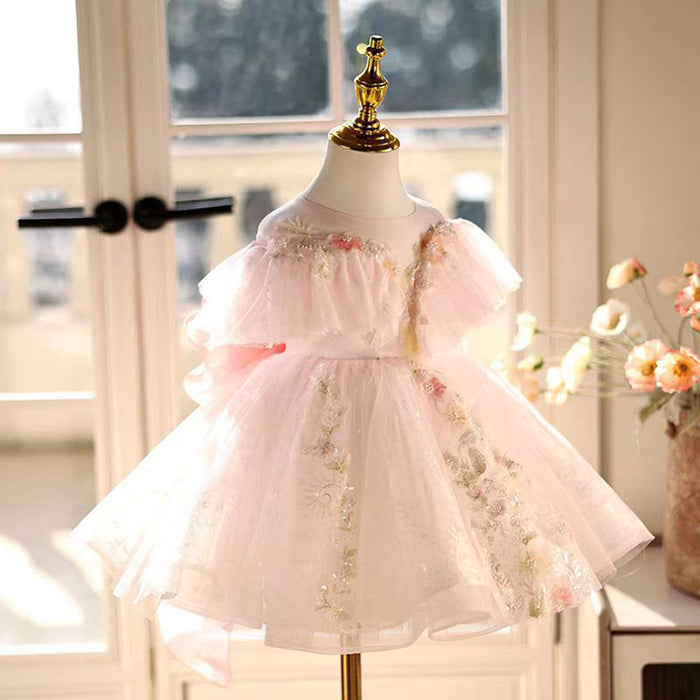 Elegant Tulle Girl Dress Sleeveless Toddler Kids 1st Birthday Gown J472