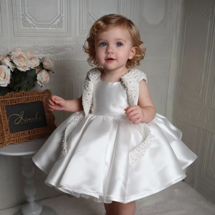 Elegant White Beaded Princess Dress for Girls Birthday Party J870