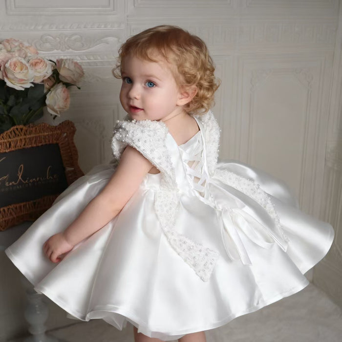 Elegant White Beaded Princess Dress for Girls Birthday Party J870