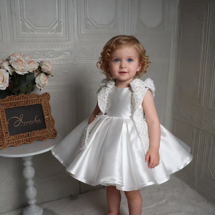Elegant White Beaded Princess Dress for Girls Birthday Party J870