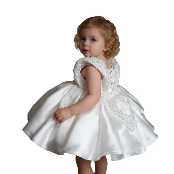 Elegant White Beaded Princess Dress for Girls Birthday Party J870
