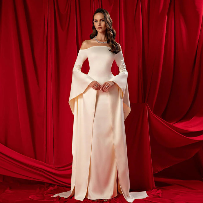 Elegant White Off shoulder Evening Dress SF050