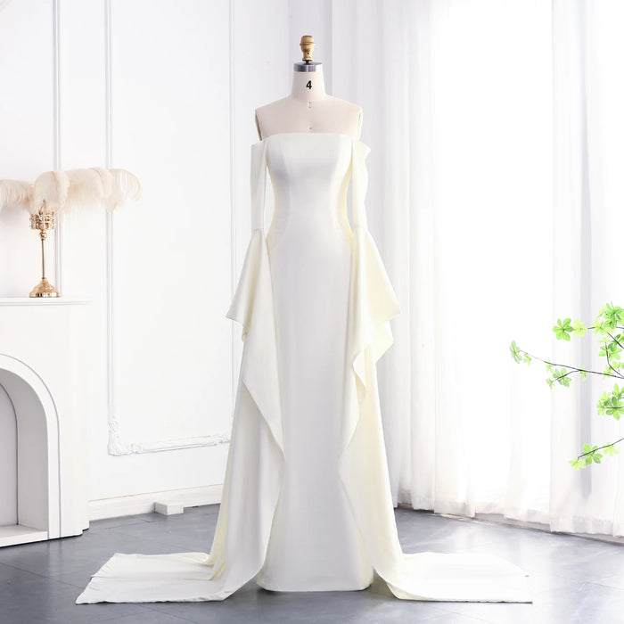 Elegant White Off shoulder Evening Dress SF050